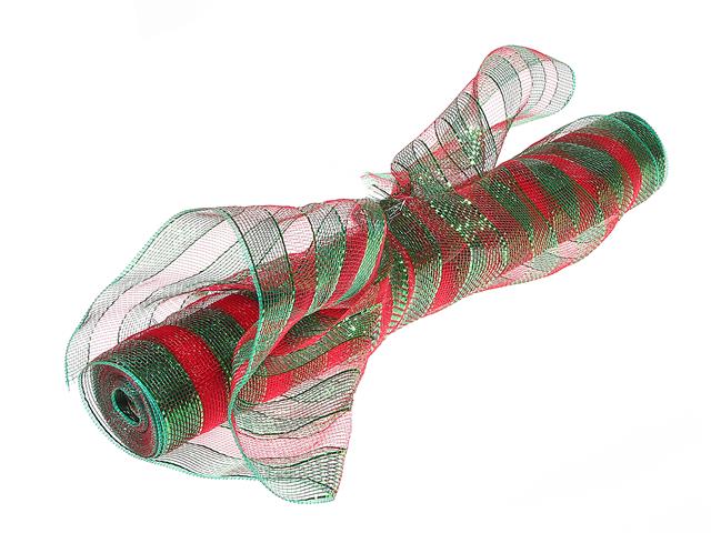 MESH RIBBON (RED AND GREEN STRIPES) (21"X10Y)