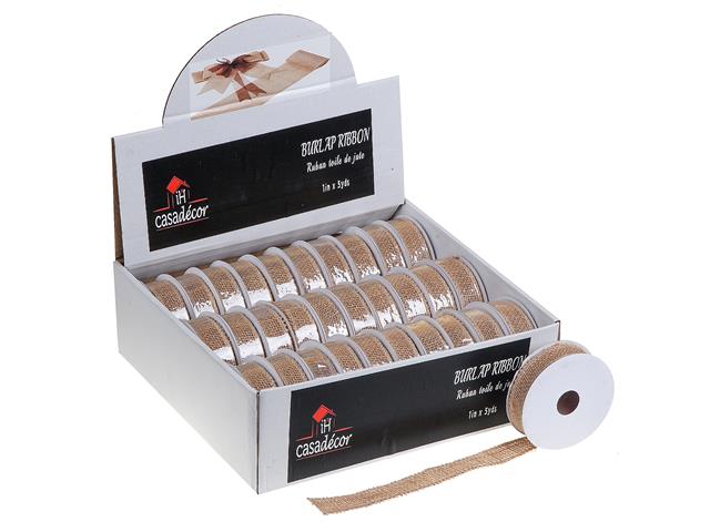 BURLAP RIBBON (NATURAL) (1"  X  5 YD) (30/DISP)