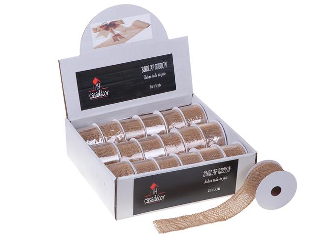 BURLAP RIBBON (NATURAL) (2"  X  5 YD) (18/DISP)