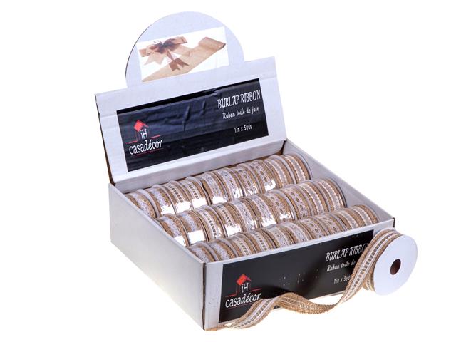 BURLAP RIBBON WITH LACE (1"  X  5 YD) (30/DISP)