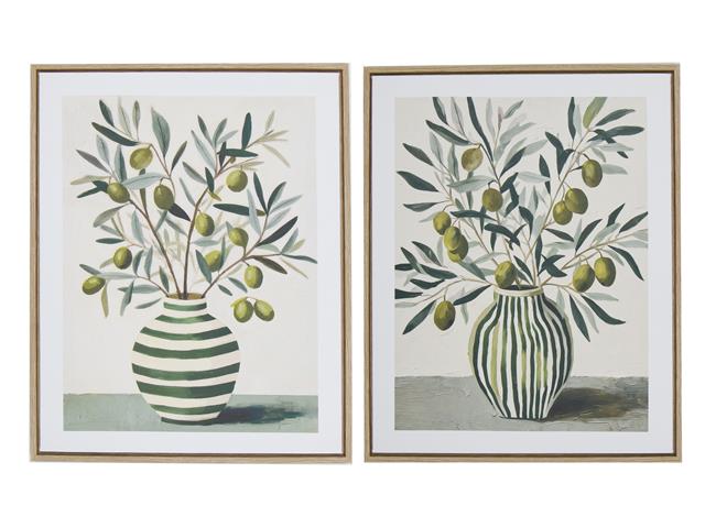 FRAMED CANVAS WALL ART (OLIVE BRANCHES IN VASE)