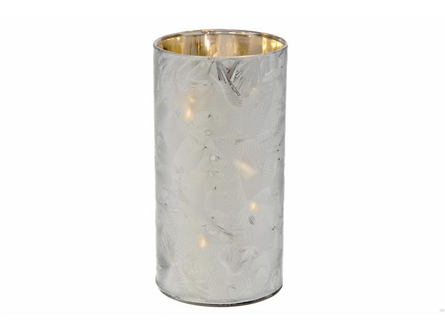 LED CYLINDER GLASS STAND (SILVER) (5.9")
