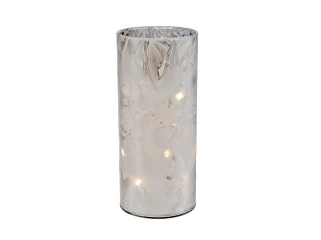 LED CYLINDER GLASS STAND (SILVER) (7.9")