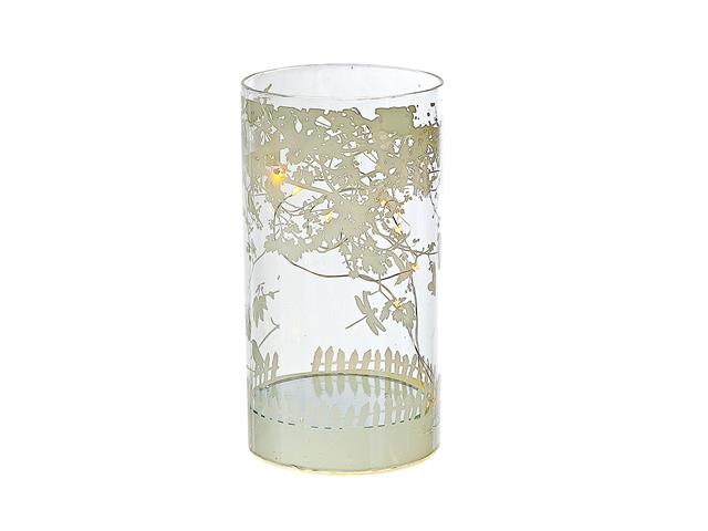 CYLINDER LED GLASS DECOR (BIRDS ON TREE) (6.75")