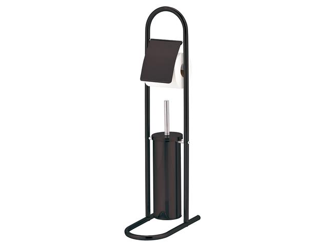 TOILET BRUSH WITH  PAPER HOLDER STAND (BLACK)