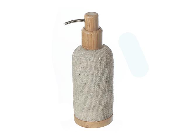 POLYRESIN SOAP DISPENSER WITH BAMBOO PUMP