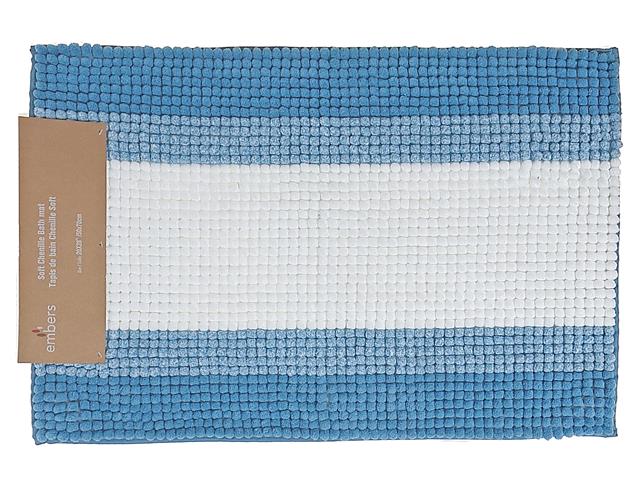 STRIPE CHENILLE BATH MAT 20"X28" (BLUE)