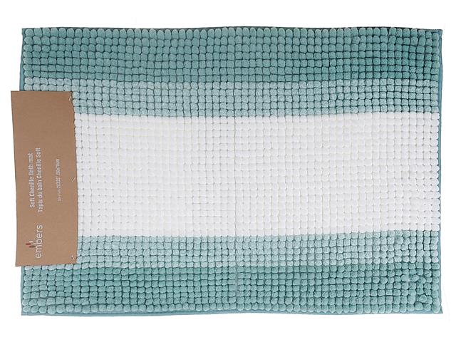 STRIPE CHENILLE BATH MAT 20"X28" (TURQUOISE)