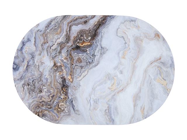 DIATOMITE PRINTED RUBBER BATH MAT (WHITE MARBLE - OVAL)