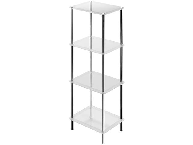4-TIER CHROME RECTANGULAR FROSTED GLASS STAND