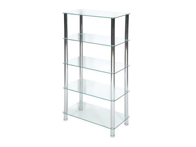 5-TIER CHROME RECTANGULAR FROSTED GLASS STAND