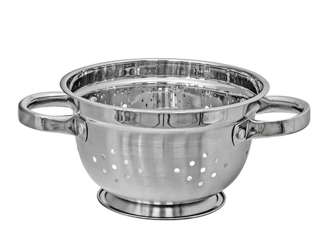 STAINLESS STEEL DEEP COLANDER WITH HANDLES (9.5")