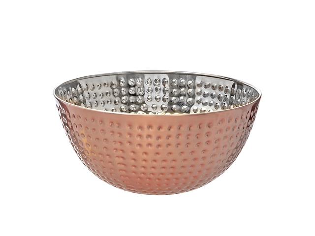 METALLIC ROSE HAMMERED SALAD BOWL (11.41")