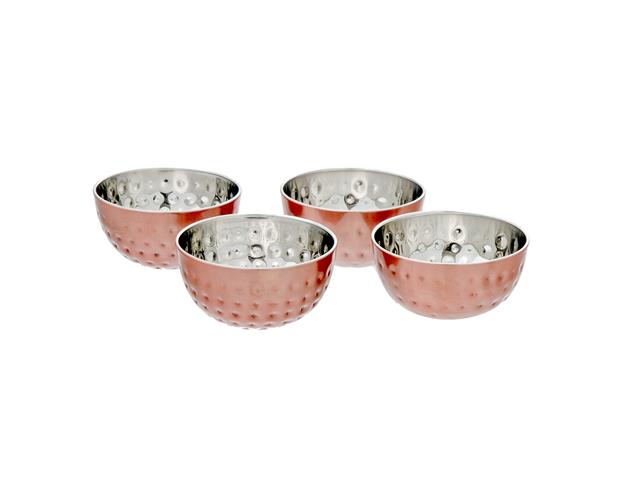 S/4 METALLIC ROSE BIDDING BOWLS WITH HAMMERING (3.54")
