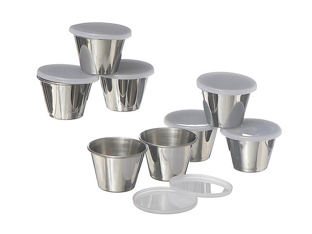 STAINLESS STEEL SET OF 8 SAUCE CUP WITH LID (2.36")