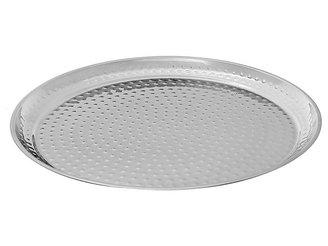 STAINLESS STEEL ROUND TRAY WITH HAMMERING (16"DIA)