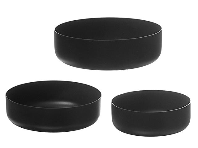 SET OF 3 METAL TAPAS BOWL (BLACK)