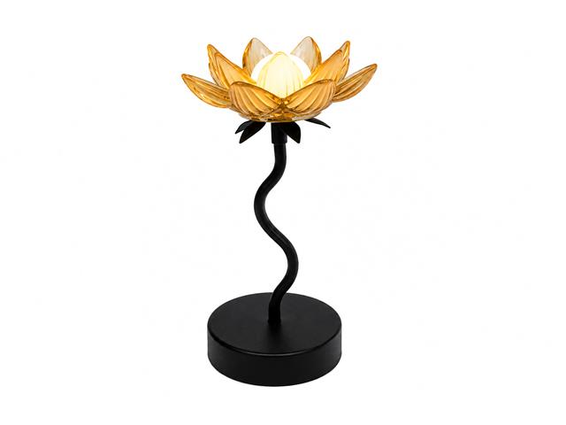 11" LED LOTUS STEM GLASS LAMP (TAUPE)