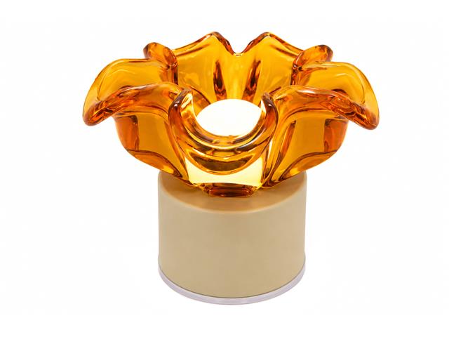 LED FLOWER GLASS LAMP (BROWN)