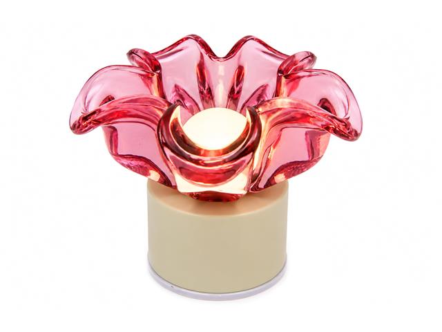 LED FLOWER GLASS LAMP (BURGUNDY)