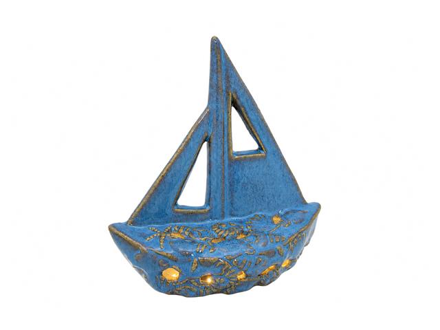 LED BLUE PORCELAIN SAIL BOAT