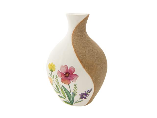 ASYMMETRICAL DOLOMITE VASE WITH WILDFLOWERS