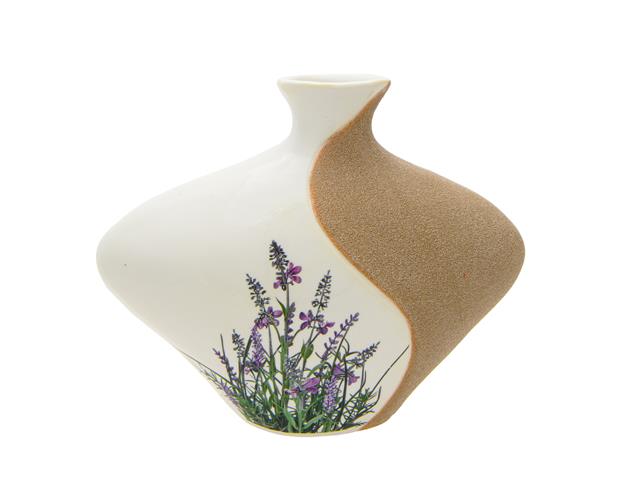 ASYMMETRICAL DOLOMITE VASE WITH LAVENDER