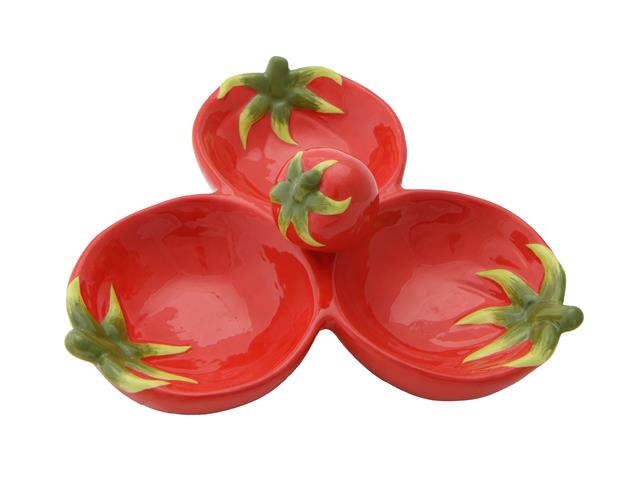 DOLOMITE 3 SECTION TOMATO SERVING DISH