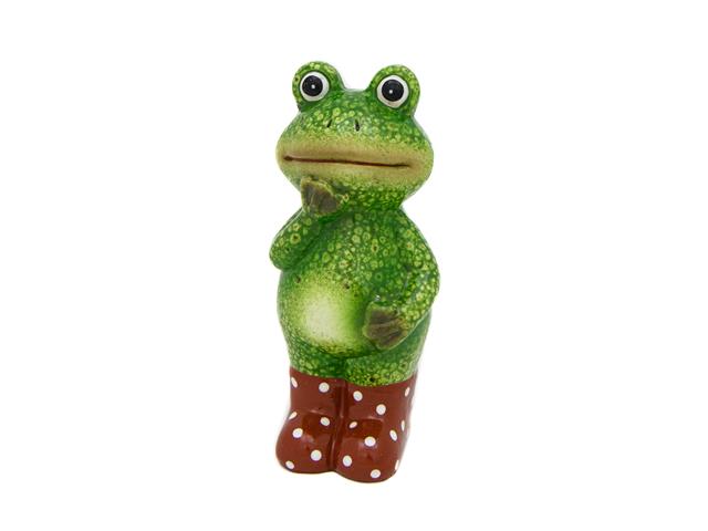 TERRACOTTA FROG FIGURINE (RED BOOTS)