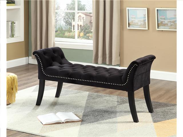 IMPERIAL TUFTED BENCH WITH ARMREST (BLACK)