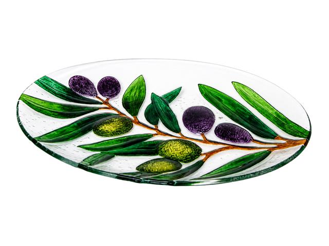 16" OLIVE GLASS PLATE