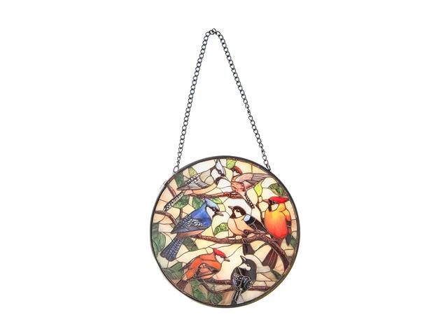 6" STAINED GLASS SUNCATCHER (COLORFUL HUMMING BIRDS)