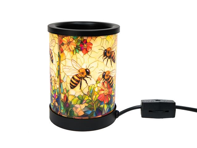 6" GLASS PLUG-IN CORDED WAX WARMER (BEES)