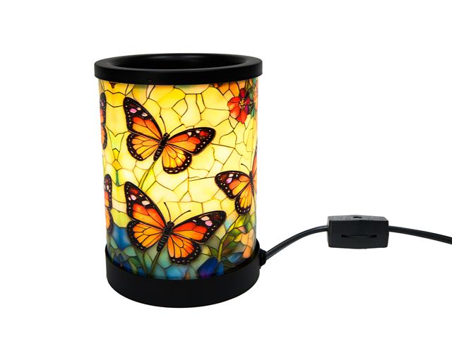6" GLASS PLUG-IN CORDED WAX WARMER (BUTTERFLY)
