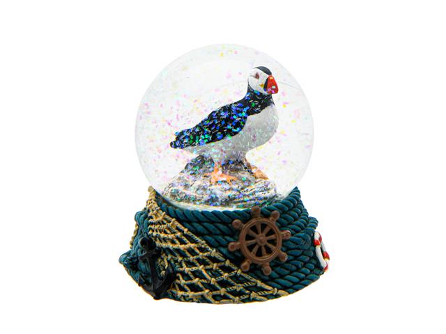 POLYRESIN WATER GLOBE (PUFFIN ON ROPE)