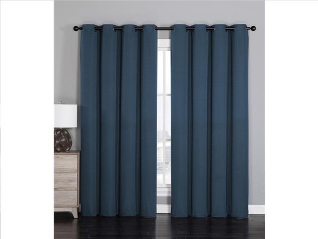 JACQUARD BLACKOUT PANEL W 8 GROM (LINEA) (NAVY BLUE) (84")