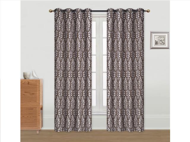 EMBROIDERED PANEL W 8 GROM (FERN) (CHOCOLATE) (84")