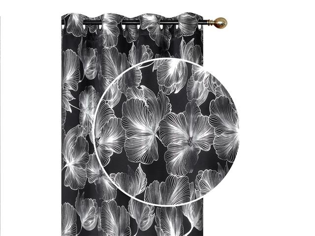FOIL PRINT PANEL W 8 GROM (HIBISCUS) (BLACK) (96")