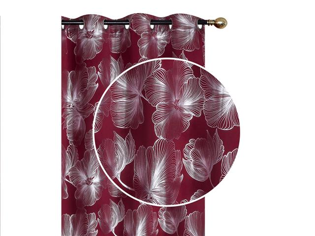 FOIL PRINT PANEL W 8 GROM (HIBISCUS) (BURGUNDY) (84")