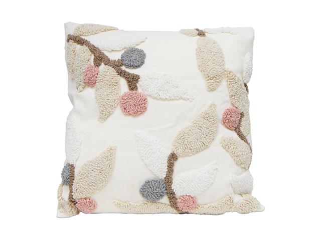 COTTON EMBROIDERED CUSHION (LEAVES)