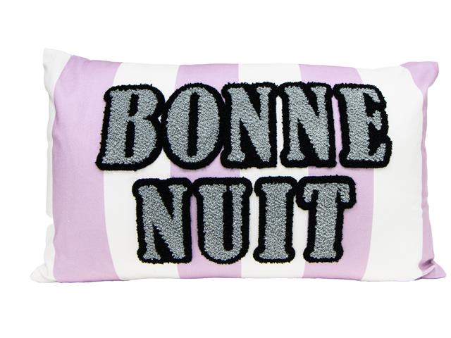 COTTON EMBROIDERED RECT. CUSHION (BONNE NUIT)