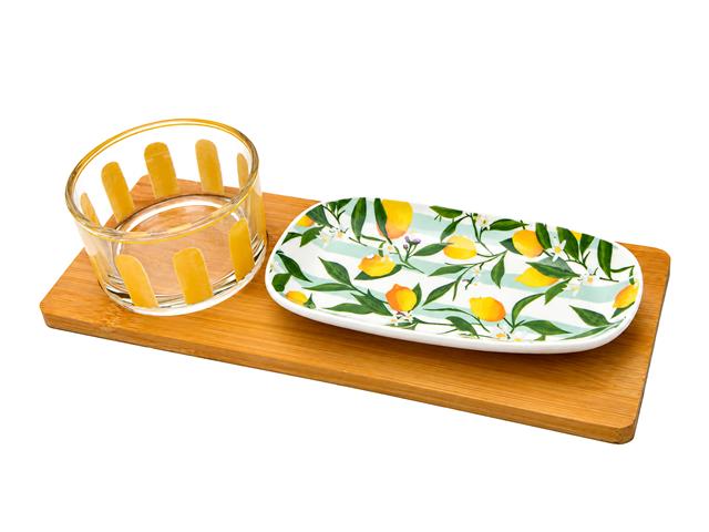 3 PC CHIP AND DIP SERVING SET (LEMON)