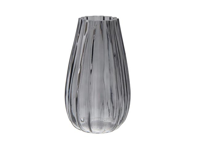 BLACK FLUTED GLASS VASE