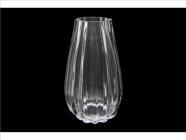 CLEAR FLUTED GLASS VASE