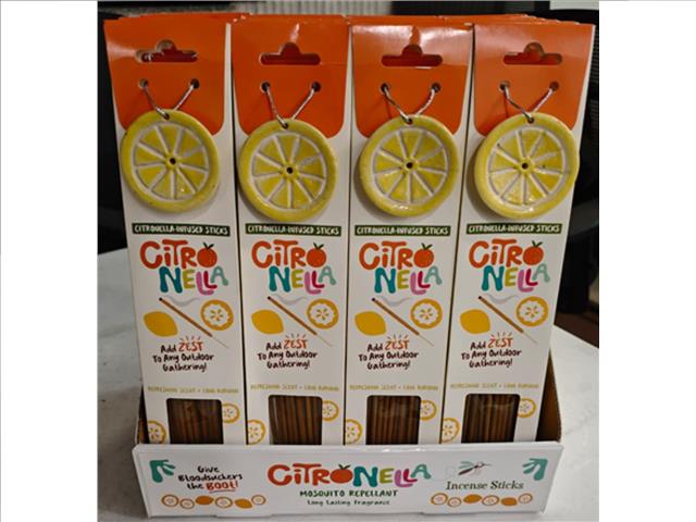 CITRONELLA 30 INCENSE STICKS WITH CERAMIC HOLDER (24/DISP)
