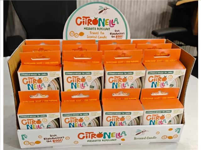 1.8 OZ CITRONELLA SCENTED TIN CANDLE (16/DISP)