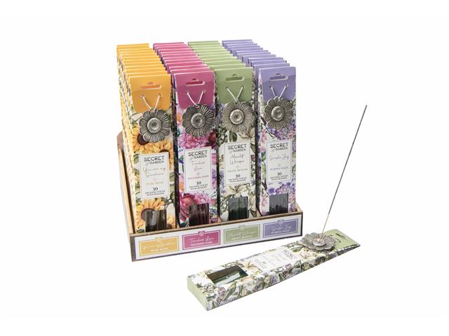 SECRET GARDEN 30 INCENSE STICK & HOLDER SET (48/DISP) )(ASSTD)