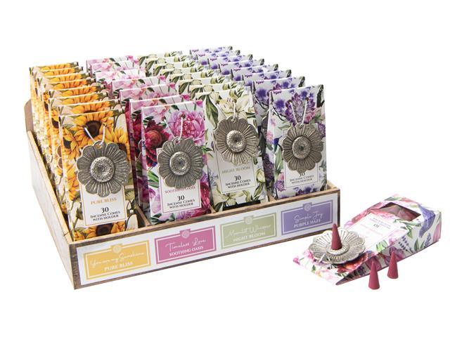 SECRET GARDEN 30 INCENSE CONES & HOLDER SET (32/DISP) )(ASSTD)