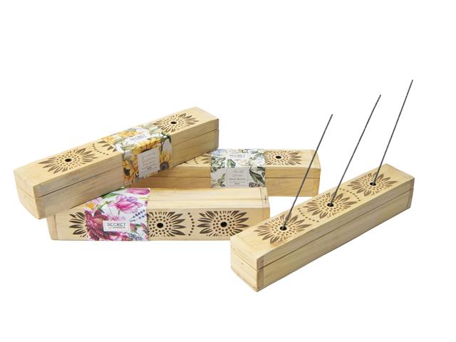 SECRET GARDEN WOODEN BOX WITH 10 INCENSE STICKS (ASSTD)