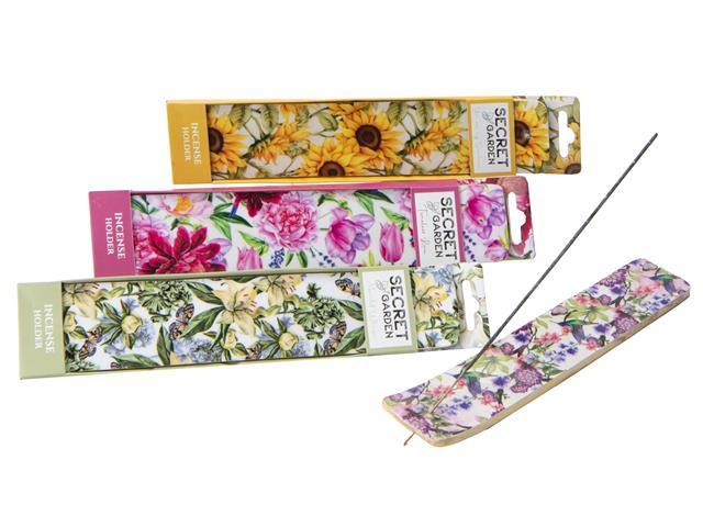 SECRET GARDEN WOOD & RESIN INCENSE HOLDER (ASSTD)